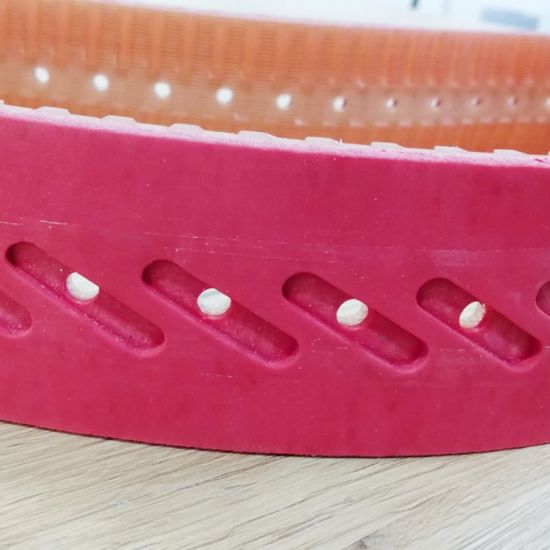 zobati jermen z oblogo in perforacijo za natančen transport brez zdrsa